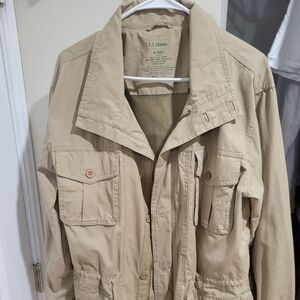 L.L. Bean Tan Trench Coat with Belted Waist and Adjustable Cuffs